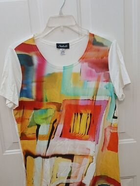 Natali Colorblock Abstract Print Tee - Multi